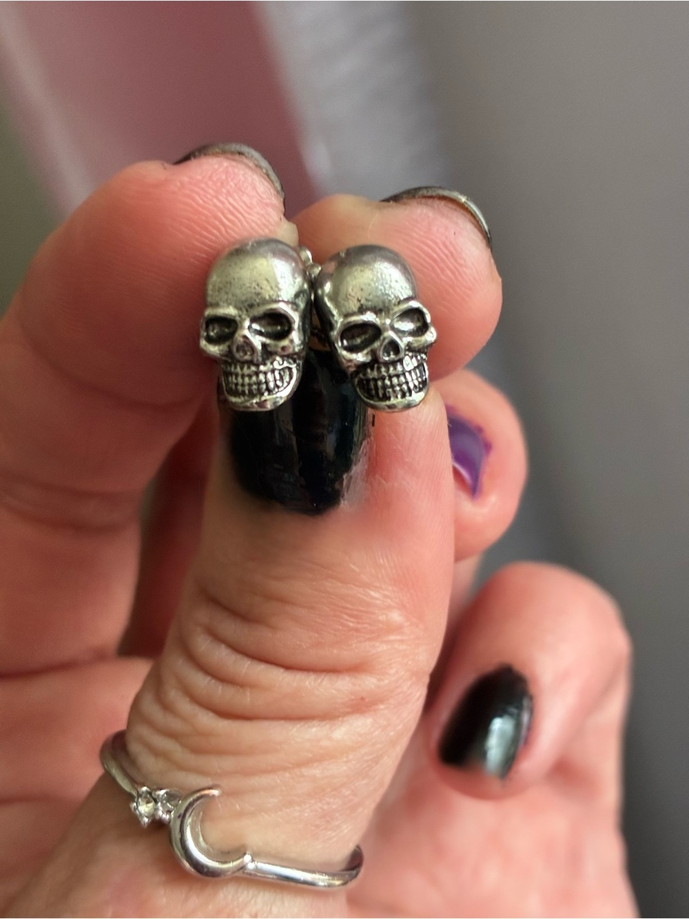 Silver Skull Stud Earrings - Women Jewelry